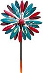 Solar Wind Spinner Solstice 75in Multi-Color Seasonal LED Lighting Solar Powered Glass Ball with Kinetic Wind Spinner Dual Direction for Patio Lawn & Garden, Easy to Assemble and LED Color Changing