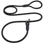 PETESCORT Slip Lead Dog Leash, Heavy Duty 1/2" 3/8" x 6 FT Strong Rope Slip Leash for Large, Medium & Small Dogs No Pulling Training Leash Highly Reflective Threads