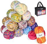 ilauke 12 x 50g Balls of Assorted Double Knitting Yarn for Crochet, Wool Acrylic Yarn Set Weaving Yarn Crochet Thread (Multi-Colored,4-Ply)