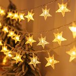 Star Lights Star String Lights Battery Operated, 6M/ 20Ft 40 LED Star Fairy Lights String Cute Christmas Twinkle Lights Indoor Outdoor for Bedroom Home Canopy Wedding Party Xmas Tree Decoration Warm White