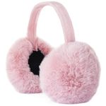 CUQOO Winter Ear Warmers Muffs for Women in Pink - Soft and Warm Foldable & Portable Earmuffs for Cold Weather | Thermal Ear Covers or Ears Protector Headband for Running Walking Outdoor Sports