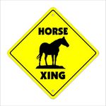 Horse Crossing Sign Zone Xing | Indoor/Outdoor | 12" Tall Horses Farm Farmer Rider Riding Lessons Pony tack