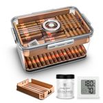 CIGARLOONG Cigar Humidor Large Accommodate 80-100 Cigars,Built-in Cedar Wood Shelf with High Precision Hygrometer and HumidifierTransparent Acrylic Cigar Storage Box (L)