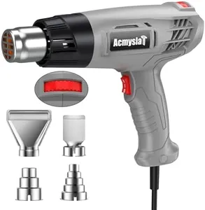Heat Gun, Variable Temperature Settings 572℉~932℉ (300��℃-500℃), Heat Hot Air Gun Overload Protection with 4 Nozzles for Shrinking Wrap, Crafting, Paint Removing, Epoxy Resin (Gray)