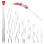 ZXIIXZ 21 Pcs Beading Needles, 7 Sizes Big Eye Beading Needles, Stainless Steel Opening Beading Needles with Needle Bottle for Necklaces Friendship Bracelets DIY Making