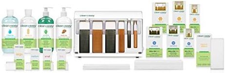 Clean + Easy Waxing Spa Full Service Kit, Roll On Warmer, Hair Removal Wax Cartridges, Pre and Post Treatments, Waxing Strips, and Accessories, (120V)