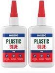 GH1200 Plastic Glue, Fast setting Plastic Adhesive, Plastic Glue Heavy Duty for Bonding Toys, Crafts, DIY & more, Crystal Clear & No stain Glue for Plastic, Plastic Model Glue for solid bonds (2 pack)