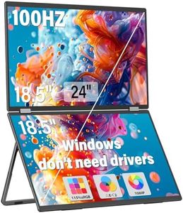 InnoView 18.5" 100Hz Dual Portable Monitor Built-in Speakers 115% sRGB 315°Adjustable Dual Stacked Folding Monitor (Wins/Mac) 1080P Laptop Screen Extender for Laptop(No Driver Needed)