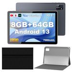 Tibuta Android Tablet, 10 Inch Tablets with Protective Case, Octa-Core Processor, 5.0MP Front+8.0MP Rear Camera, 7000mAh Bluetooth IPS Tablets, Wi-Fi Tablet