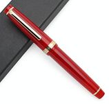 JINHAO 82 Celluloid Fountain Pen Acrylic Ink Pen with Ink Converter (Fine Nib, Gold Clip-Transparent Palace Museum Red)