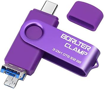 512GB USB 3.0 Flash Drive 3 in 1 Photo Stick for Android Phones, BorlterClamp OTG Memory Stick with 3 USB Ports (USB C, microUSB, USB-A) for Samsung Galaxy, Tablet, PC and More (Purple)