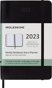 Moleskine 2023 Weekly Notebook Planner, 12m, Pocket, Black, Soft Cover (3.5 X 5.5)