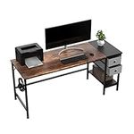 HOMIDEC Computer Desk, Office Work Desk for student and worker, Writing Desk with drawer and Headphone Hook, Laptop Table with shelves, Modern Style Desks for Bedroom, Home, Office(160x60x75cm)