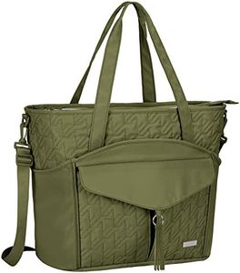 Utility Work Tote Bags for Women Nurse Bags Quilted Large Teacher Tote Bag with Pockets for 15.6” Laptop for School, Army Green