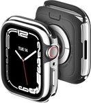 MAGEASY Aircraft-Grade Aluminum Rugged Case for 41mm Apple Watch Series 9, Series 8, Series 7 | 2 in 1 Metal Hard Shell with Shockproof Inner Bumper for Maxed Protection, Odyssey - Flash Silver