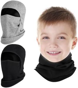 2 Pack Kids Balaclava Face Mask for Boys Girls, Windproof Winter Hat Ski Mask for Cold Weather, Breathable Face Warmer for Sports Skiing Cycling-1 Black Gray