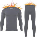 HEROBIKER Men Thermal Underwear Set Winer Skiing Warm Top & Bottom Thermal Long Johns Purple Gray