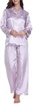 Lavenderi Women's Long Sleeves Premium Satin Pajama Sets