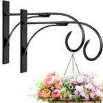 ZEECER Hanging Basket Bracket, 2 Pack 10.5 Inches Heavy Duty Hanging Basket Brackets Outdoor, Rust-Proof Metal Hanging Basket Hooks Wall Brackets for Hanging Basket Plant Flower Lantern Bird Feeder