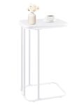 KJGKK C Shaped End Table, 27 inches High Side Table for Couch Sofa Bed, Tv Tray, for Living Room, Bedroom, Small Spaces, Metal Frame, White