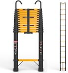 SINMEIRUN 16.5 FT Telescoping Ladder with Hooks, Aluminum Extension Ladder, 330 lbs Load Capacity, Multi-Purpose Collapsible Ladder for Home and Work; Yellow