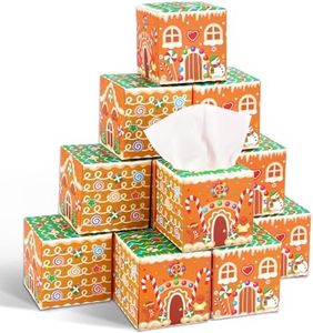 FYSUIMU 12Pcs Christmas Facial Tissues Cube Boxes Gingerbread House Square Tissue Box Cover with 600 Sheets 3 Ply Napkins for Xmas Holiday Home Party Car Accessories