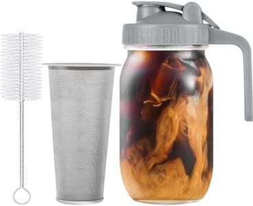 OneDream Cold Brew Coffee Maker - 32oz Grey Stainless Steel Filter Cold Brew Mason Jar, No Leaks Cold Brew Mason Jar Coffee Maker, Easy to Clean Cold Coffee Maker