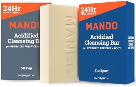 Mando 4-in-1 Acidified Cleansing Bar - 24-Hour Odor Control - Moisturizing Formula - Formulated without SLS and Parabens - Safe For Sensitive Skin - 5 ounces (Pack of 2) - Pro Sport & Mt Fuji