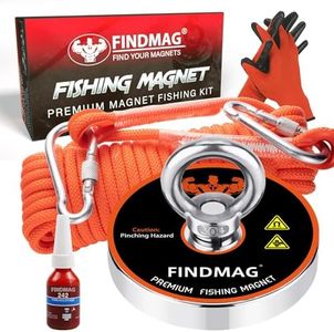 FINDMAG 1500 LBS Fishing Magnets, Fishing Magnet Kit Premium Magnet Fishing Kit for Retrieving in River and Magnet Fishing - 4.72 inch (120 mm) Diameter