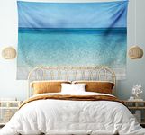 Ambesonne Ocean Tapestry, Clear Water at Beach in Atlantic Sea Cuba Coasts with Sky Scenery Art, Wide Wall Hanging for Bedroom Living Room Dorm, 60" X 40", Turquoise Cream