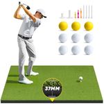 BestGolf Professional Golf Mat, 5x4ft Exclusive PE Grass & Hot Pressed Turf for Indoor & Outdoor Hitting Practice Backyard Training with 9 Golf Balls & 9 Tees