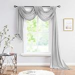 Sheer Grey Scarf Curtain for Living-Room Silky Soft Semi-Sheer Window Valance for Bedroom 52" x 216" 1 Panel