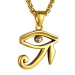 18K Gold Plated CZ Egyptian Udjat Eye of Horus Ra Pendant Necklace Men Women,Wedjat Eye Pendants Jewelry Gift for Son/Lover