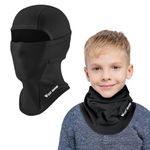 AYPOW Kids Winter Thermal Balaclava, Multifunction Windproof Warm Ski Mask Cycling Full Face Cover Under Helmet Hat with Neck Warmer, for 4-12 Years Boys Girls Children Winter Outdoor Sports Black