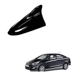 Auto Pearl Shark Fin Antenna Universal Replacement Car Antenna Roof Aerial ABS Material Waterproof Rubber Ring AM FM Radio Signal Compatiable with - Verna Fluidic (Color Black)