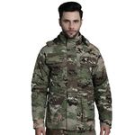 MOUNTMILLER Men's Camouflage Printed Multicam M65 Ripstop Field Tactical Hooded Jacket | Water Repellant | Multi-Pocket | UV Protective | Abrasion-Resistant | Ideal for Outdoor, Hiking & Trekking