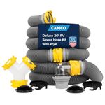 Camco 39666 Deluxe 20' Sewer Hose Kit with Swivel Fittings and Wye Connector - Ready To Use Kit Complete with Sewer Wye and Elbow Fittings, Hoses, and Storage Caps