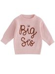 ZZLBUF Sister Matching Outfits Newborn Baby Girl Knit Romper Toddler Chunky Knit Pullover Sweater Fall Winter Clothes (Big Sis, Pink Sweaters, 2-3 Years)