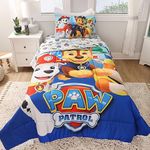 Paw Patrol Twin Bedding Set EXPRESSIONS (4 Piece Set, Bed in a Bag) Includes Reversible Comforter, Flat Sheet, Fitted Sheet and Pillowcase (Official Paw Patrol Product)