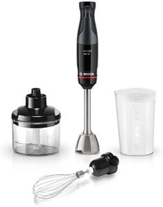 Bosch ErgoMaster Series 4 MSM4B621GB Pressure Controlled Speed 2 in 1 Hand Blender with Chopper, Beaker and Whisk, Stainless Steel Blade, 1000 W Motor, Black