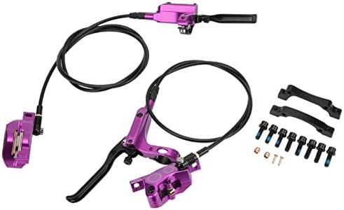 MTB Bike 4 Piston Front Rear Hydraulic Disc Brake Mountain Bike CNC Bilateral Oil Brake Oil Pressure Caliper Hydraulic Disc Brake Assembly Set(Purple) Bicycles and Spare Parts