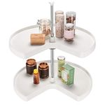 SortWise 28 Inch Kidney Shape Revolving Cabinets Corner Shelf Lazy Susan, Adjusted Height 22.24" H to 30.7" H, White