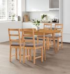 Hallowood Furniture Aston Extending Dining Table and Chairs Set 4, Butterfly Table and Steel Grey Fabric Chairs, Wooden Kitchen Table and Chairs, Dining Room Set for Home and Cafe