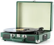 ORCC Record Player Turntable 3-Speed Bluetooth Suitcase Portable Belt-Driven Record Player with Built-in Speakers RCA Line Out AUX in Headphone Jack Dark Green