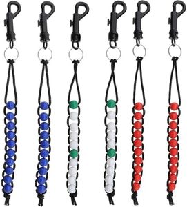 6 Pack Golf Beads Count Stroke Score Counter, Golf Shot Counter Bracelets Plastic Golfer Stroke Counter with Clip for Men Women, Golfer Stroke Counter with Clip White Red Blue