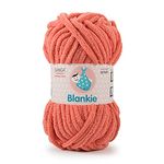 Ganga Acrowools Polyester Blankie Is A Super Soft Chenille Yarn. Oekotex Class 1 Certified. Safe For Babies. Pack Of 2 Balls - 100Gm Each. Shade No -27,Coral, Peach