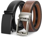 BOSTANTEN Mens Belt Leather 2 Pack Ratchet Belt For Men Gift Dress and Casual with Adjustable Buckle, Trim to Fit