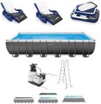 Intex 26363EH Ultra XTR 24ft x 12ft x 52in Outdoor Above-Ground Rectangular Swimming Pool Set with 2 Lounge Pool Recliner Floats & 72 Can Cooler Float