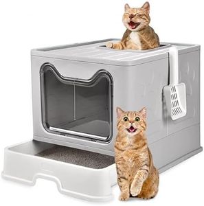 24x7 eMall Oversized Foldable Cat Litter Box, Litter Box with Lid Extra Large Front Entry Top Exit, Drawer Type Enclosed with Litter Scoop, Cat Toilet Easy Cleaning - 51x41x38 Cm
