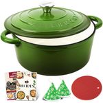 Overmont Enameled Cast Iron Dutch Oven - 5.5QT Cookware with Cookbook Cotton Heat-resistant Caps - Heavy-Duty Enamel Pot with Lid for Braising Stews Roasting Bread Baking